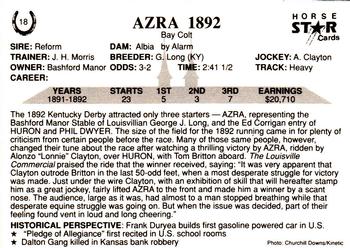 1991 Horse Star Kentucky Derby #18 Azra Back
